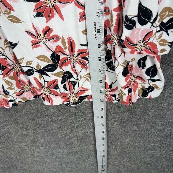 J. Jill T-Shirt Women L Large White Floral Long Sleeve Round Neck Rayon Casual - Picture 6 of 8